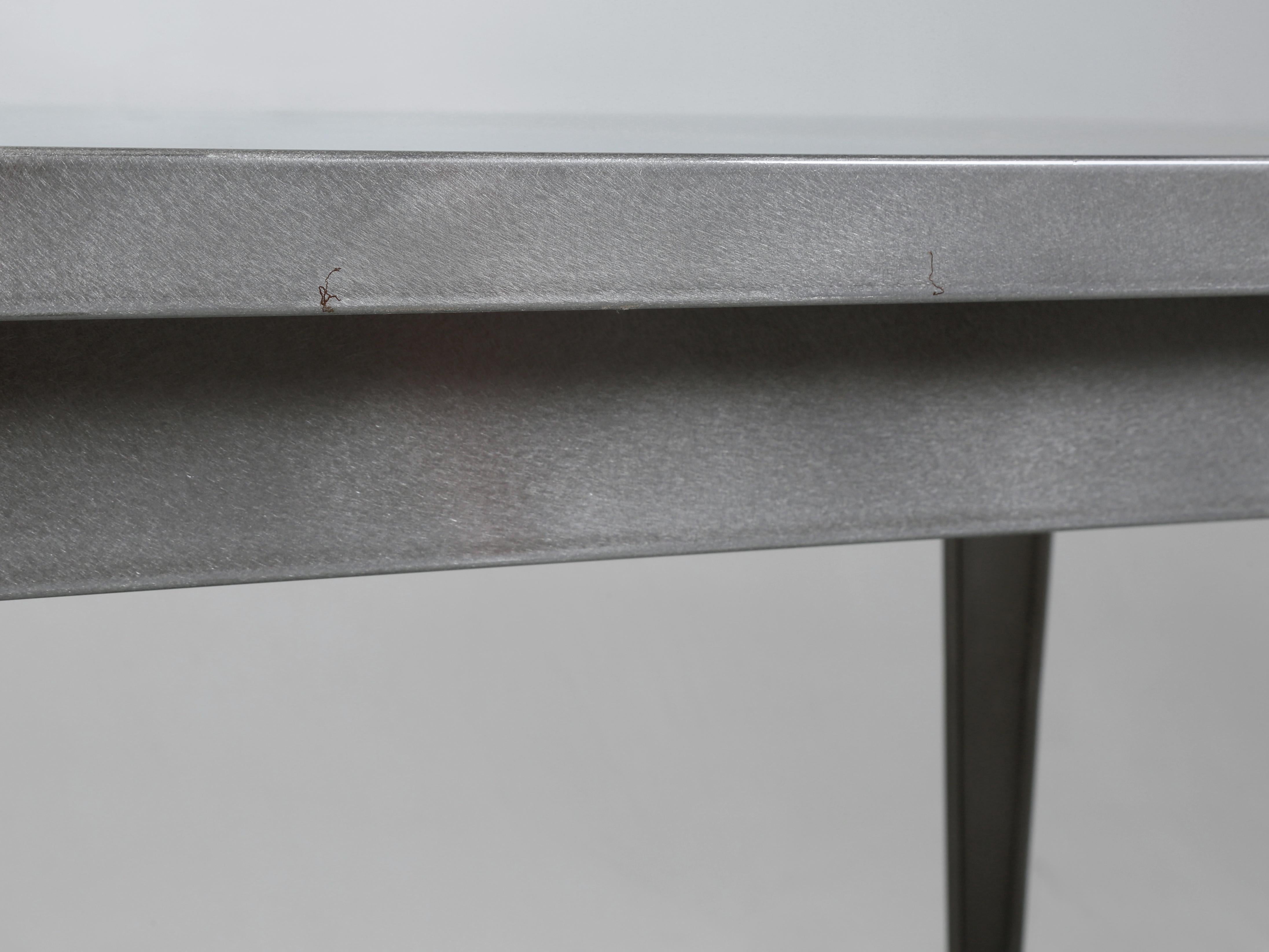 Tolix Steel Small Table Made in France Powder Coated Silver As New Condition For Sale 1