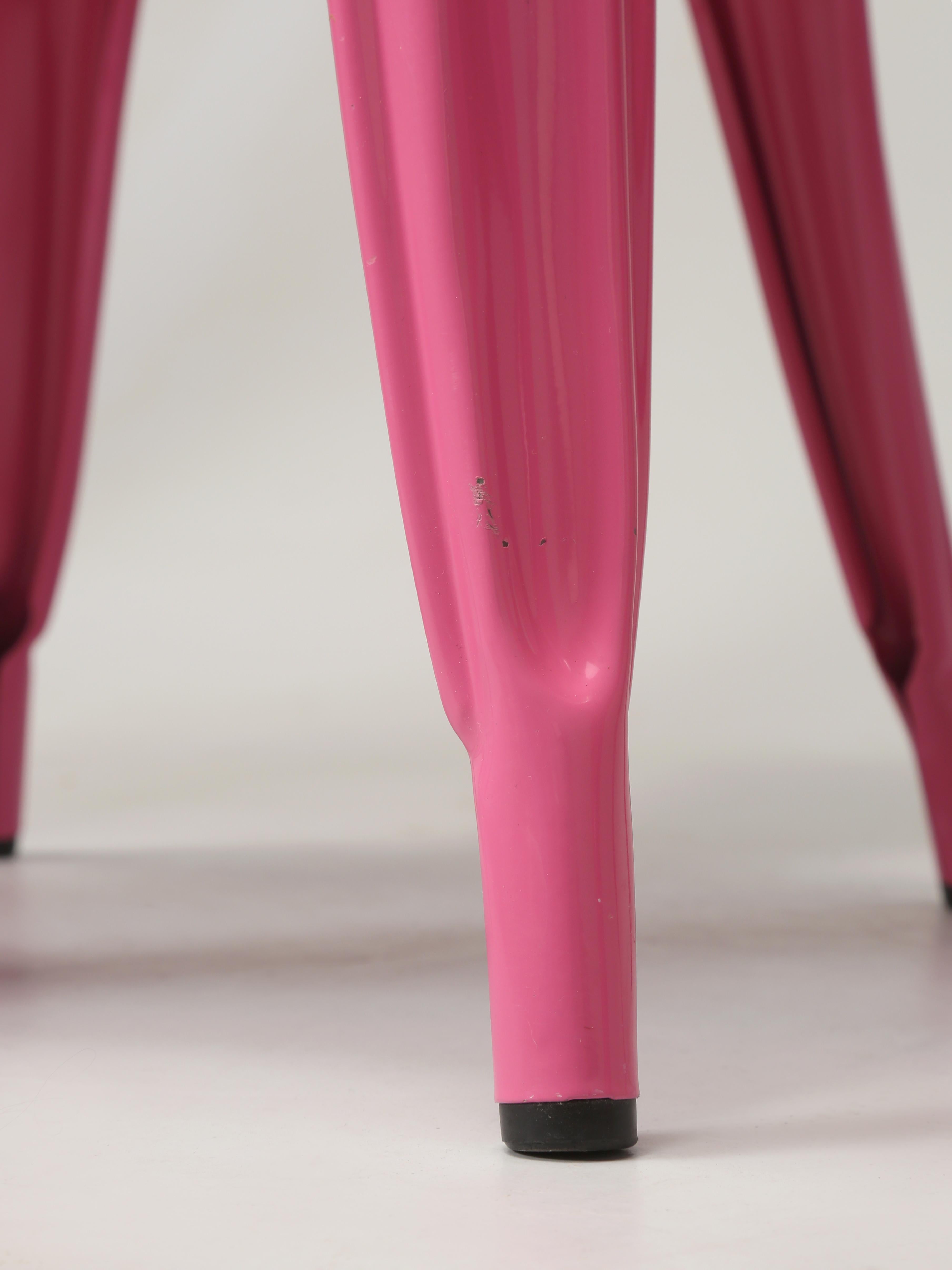 Tolix Steel Stacking Chairs in a Wonderful Hot Bubble Gum Pink Set of (4) For Sale 3