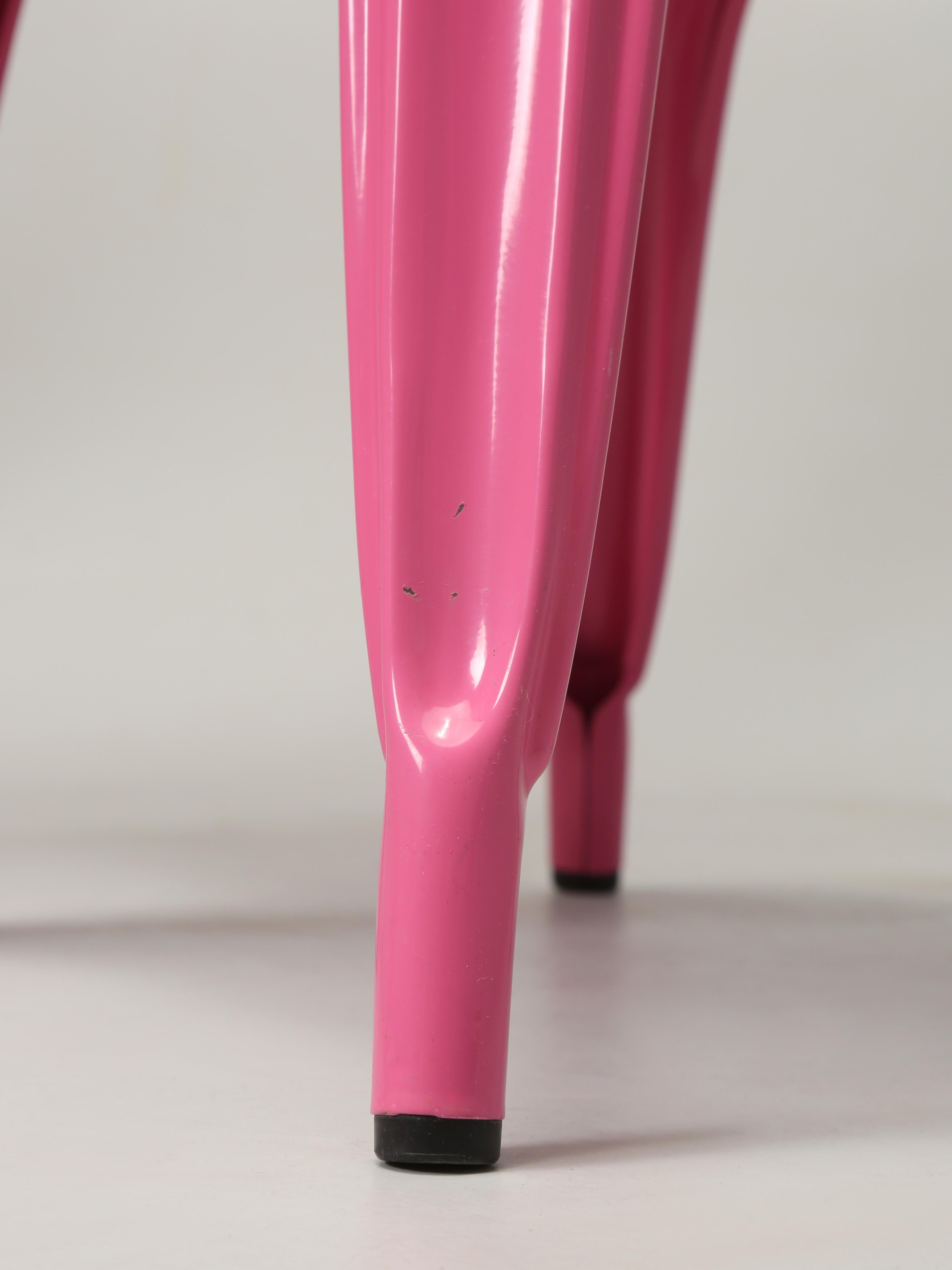 Tolix Steel Stacking Chairs in a Wonderful Hot Bubble Gum Pink Set of (4) For Sale 4
