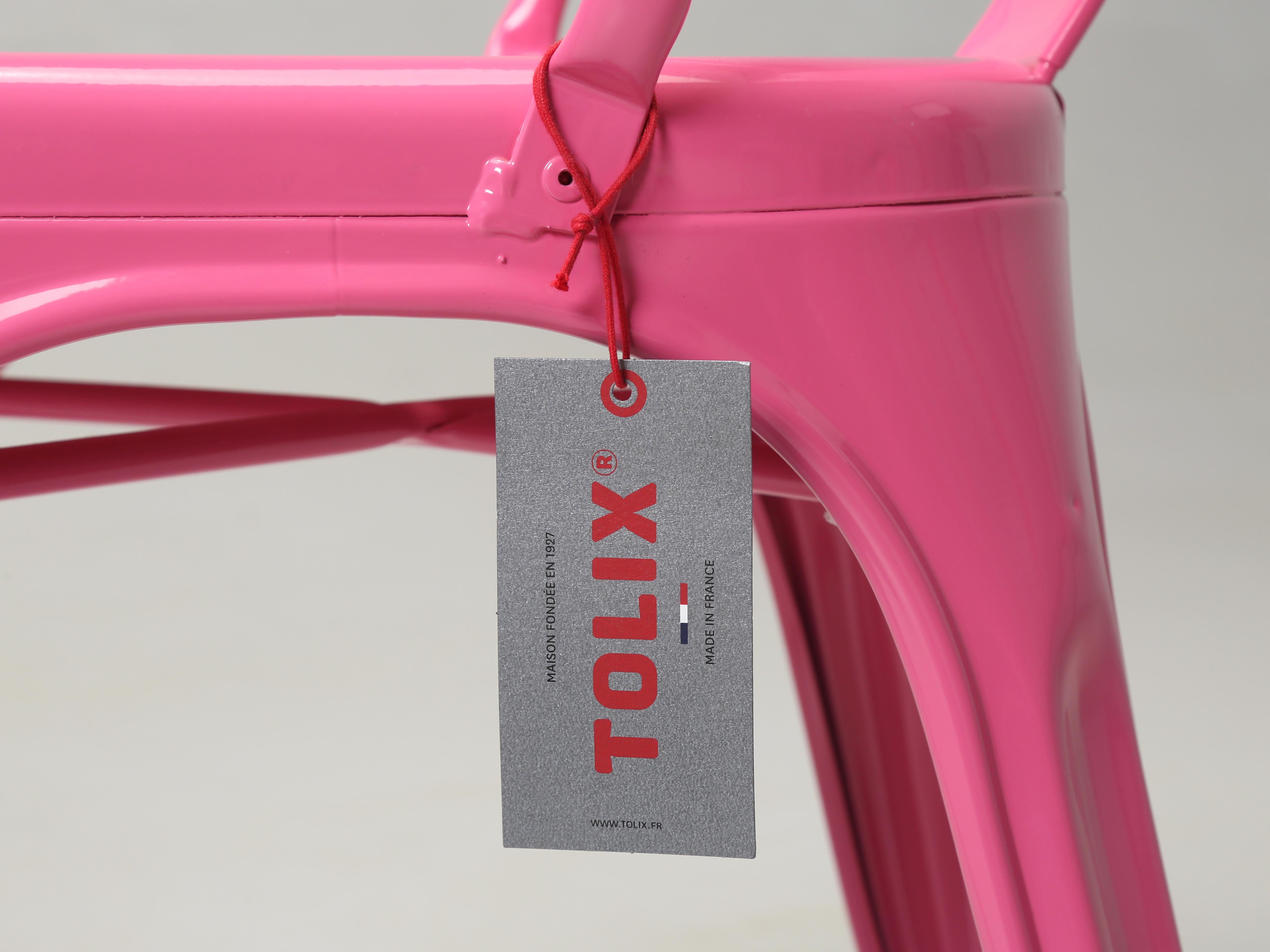 Tolix Steel Stacking Chairs in a Wonderful Hot Bubble Gum Pink Set of (4) For Sale 5