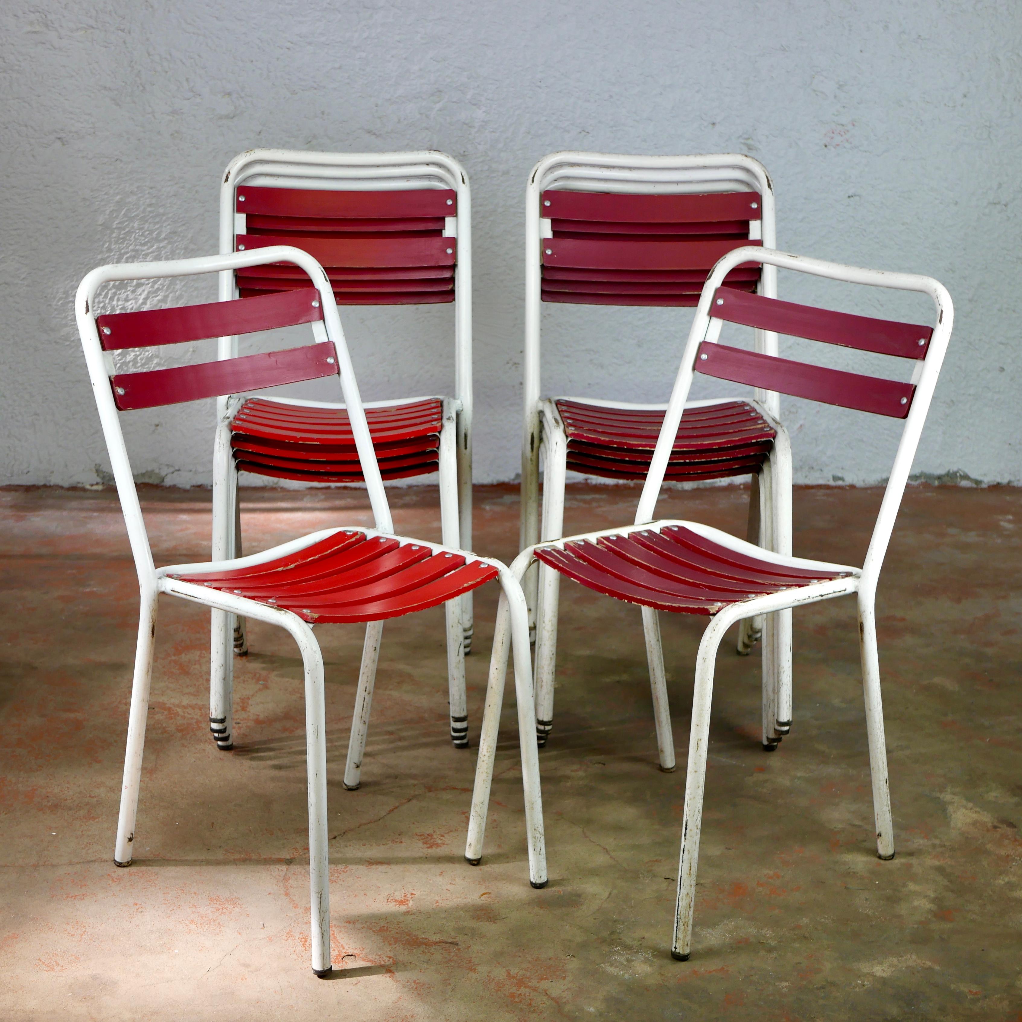 Mid-20th Century Tolix T2 Wood and Metal Chairs