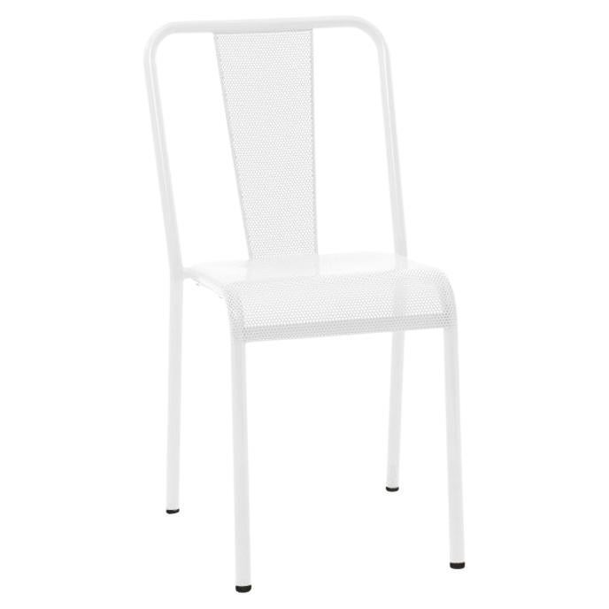 Tolix chaise d'extérieur perforée T37 peinte en blanc