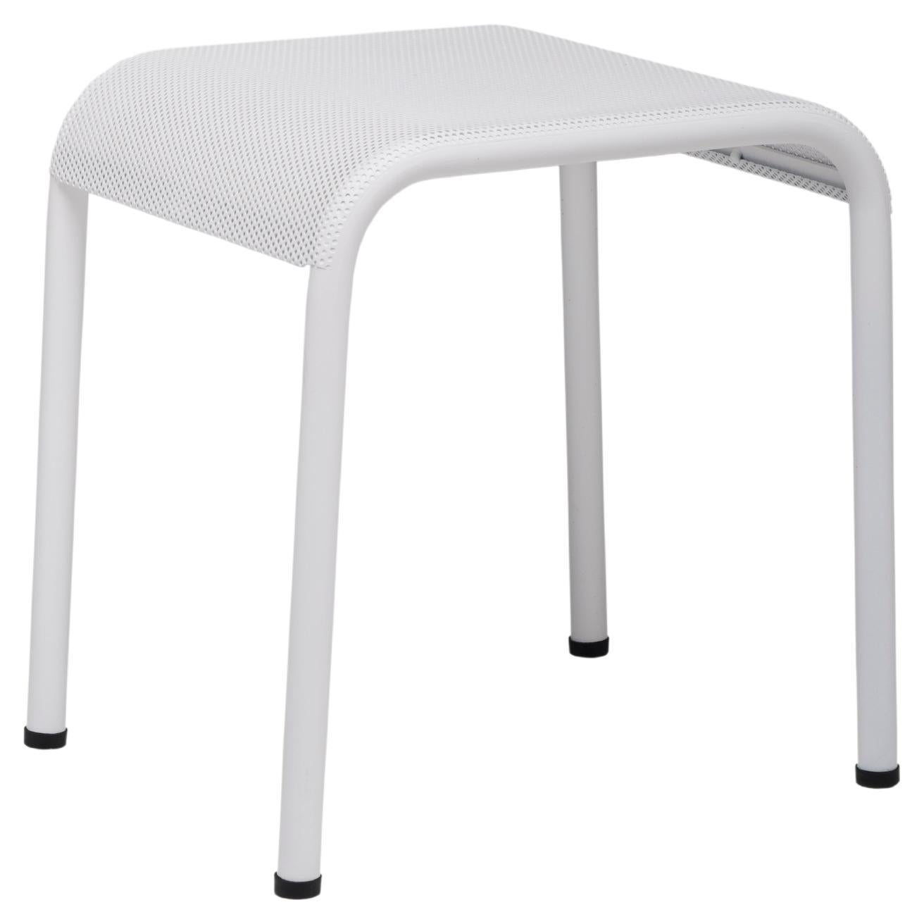 Tolix T37 Stool Perforated Outdoor Painted in White For Sale