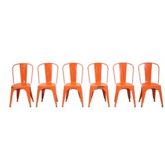 Tolix Vintage Orange Steel Stacking Chairs Hand-Made France Over (1300) in Stock