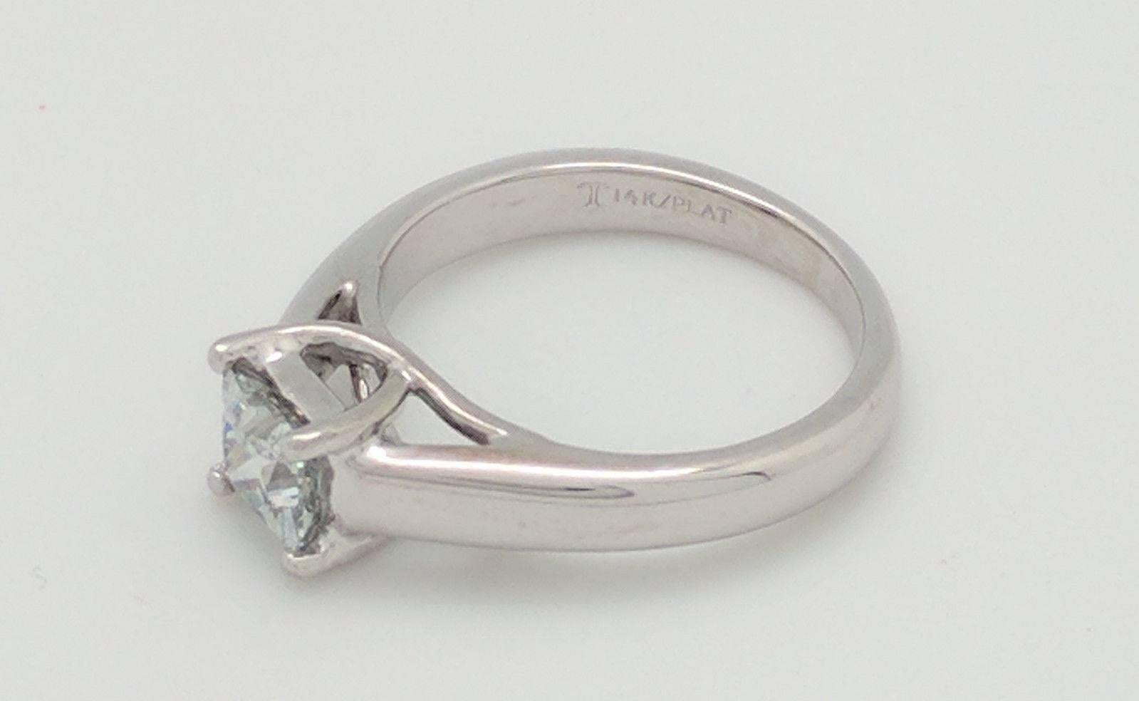 Tolkowsky 14K & Platinum .70ct Princess Cut Diamond Engagement Ring IGI CERT For Sale 1