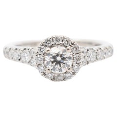 Tolkowsky 14K White Gold Halo Accented Diamond Engagement Ring