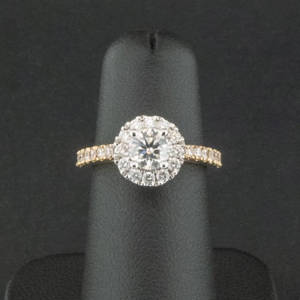 TOLKOWSKY 18ct White & Yellow Gold 1.03ct Diamond Halo Ring 4.3g For Sale
