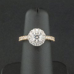 TOLKOWSKY Anello con diamante aureolato in oro bianco e giallo 18ct 1,03ct 4,3g
