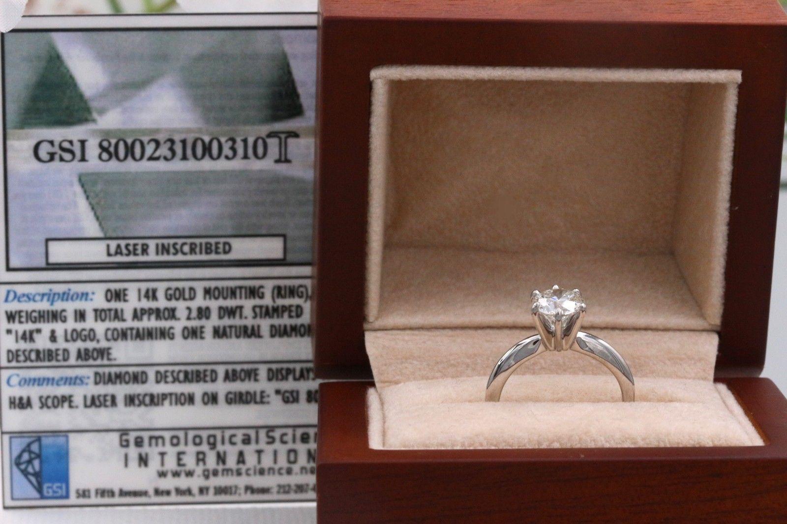 Tolkowsky Diamond Engagement Ring Ideal Cut Round 0.97 Carat 14 Karat White Gold 3