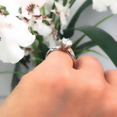 Tolkowsky Diamant-Verlobungsring Ideal-Schliff, rund 0,97 Karat 14 Karat Weißgold