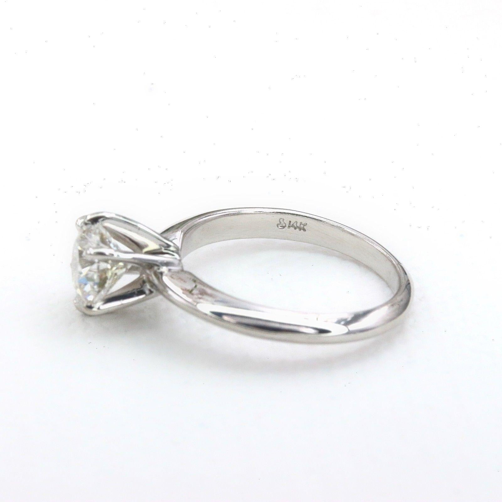 Round Cut Tolkowsky Diamond Engagement Ring Ideal Cut Round 0.97 Carat 14 Karat White Gold