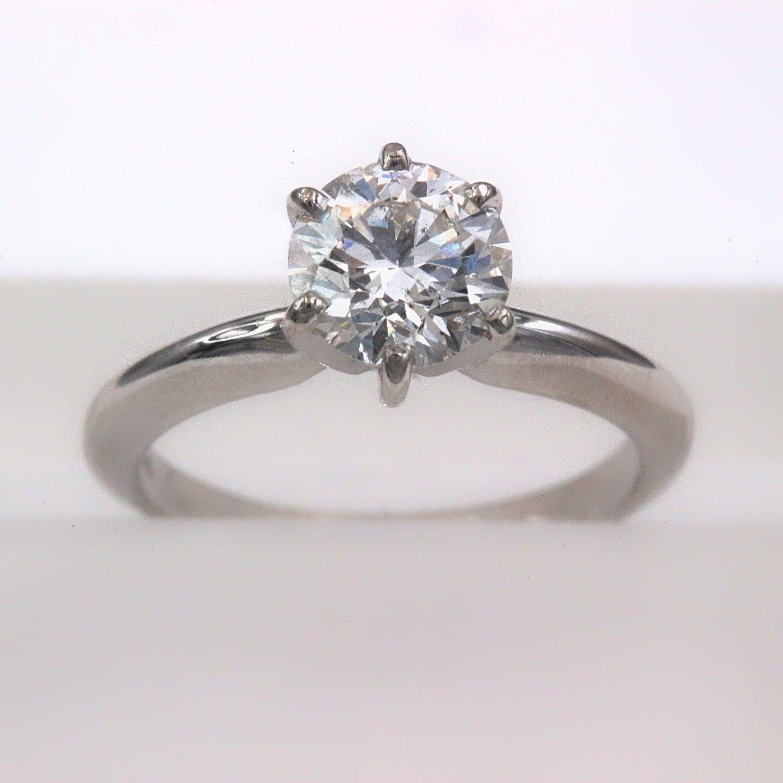 Women's Tolkowsky Diamond Engagement Ring Ideal Cut Round 0.97 Carat 14 Karat White Gold