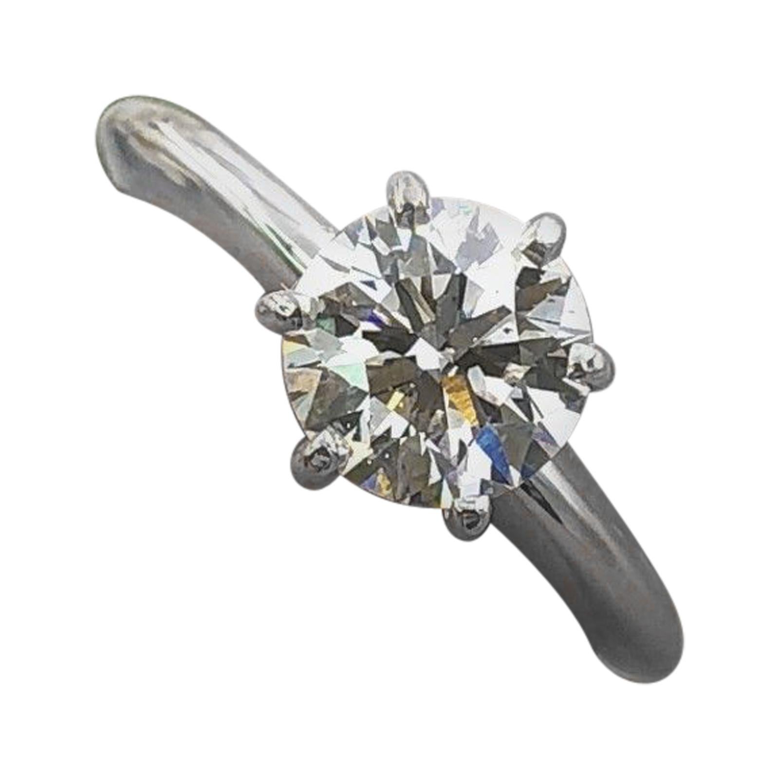 Tolkowsky Diamond Engagement Ring Ideal Cut Round 0.97 Carat 14 Karat White Gold