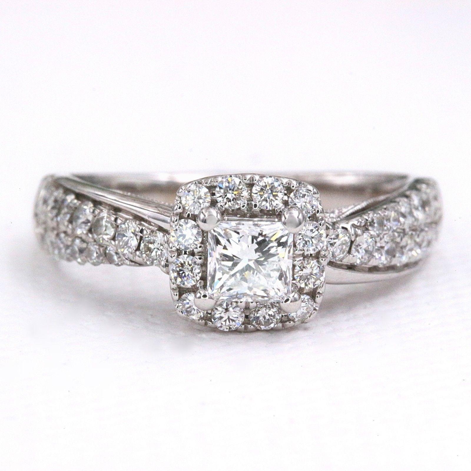 Tolkowsky Diamond Engagement Ring Princess 1.20 Carat F SI2 14 Karat White Gold In Excellent Condition In San Diego, CA