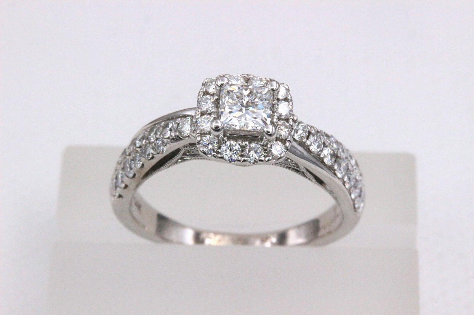 Tolkowsky Diamond Engagement Ring Princess 1.20 Carat F SI2 14 Karat White Gold 1