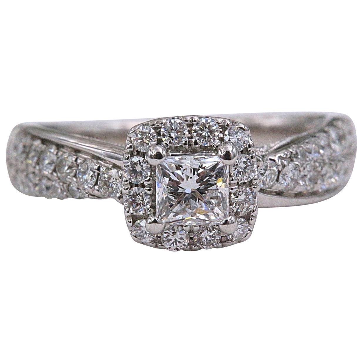 Tolkowsky Diamond Engagement Ring Princess 1.20 Carat F SI2 14 Karat White Gold