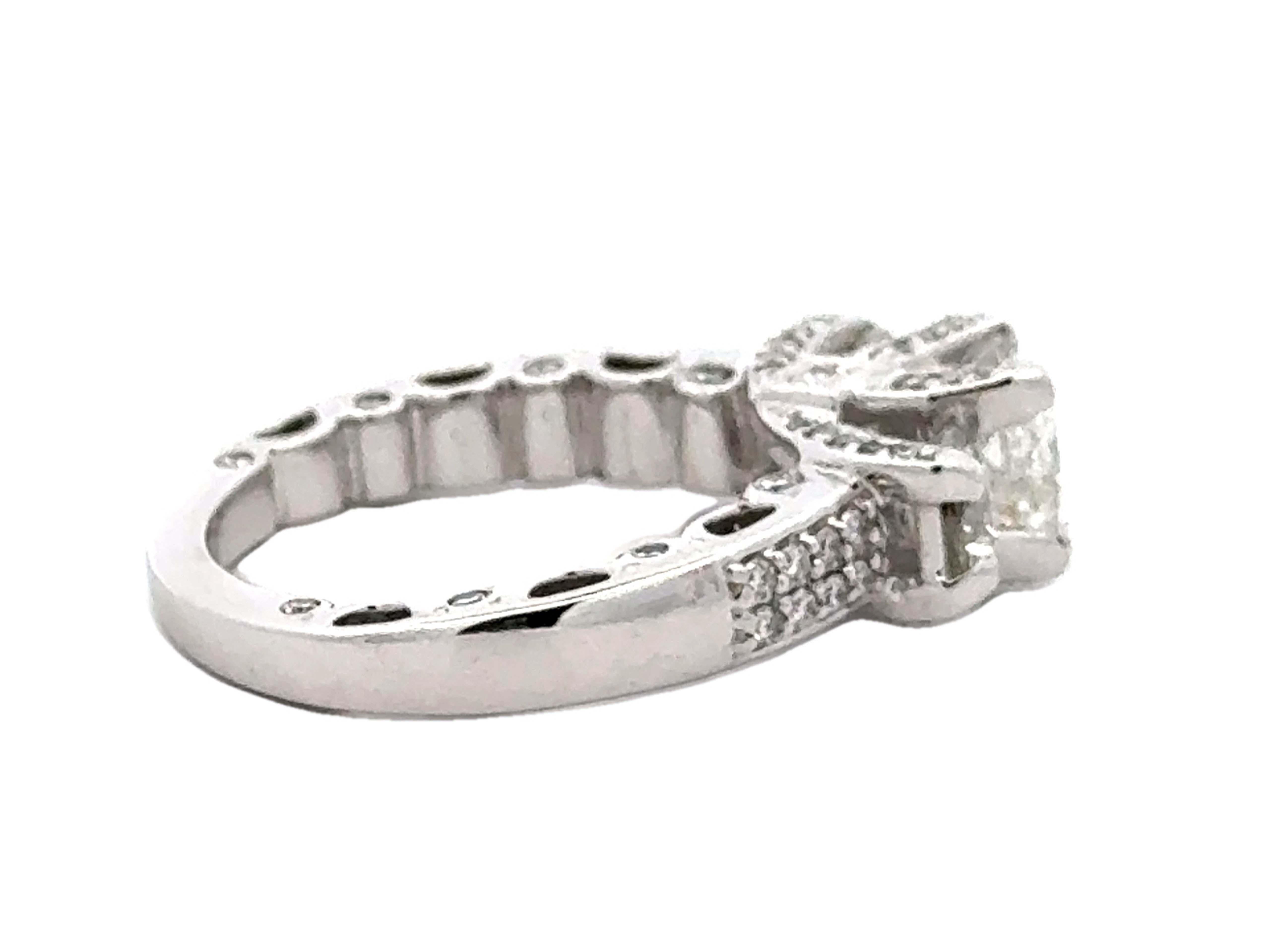 Women's Tolkowsky Princess Cut Diamond 3 Stone Ring 14k White Gold For Sale