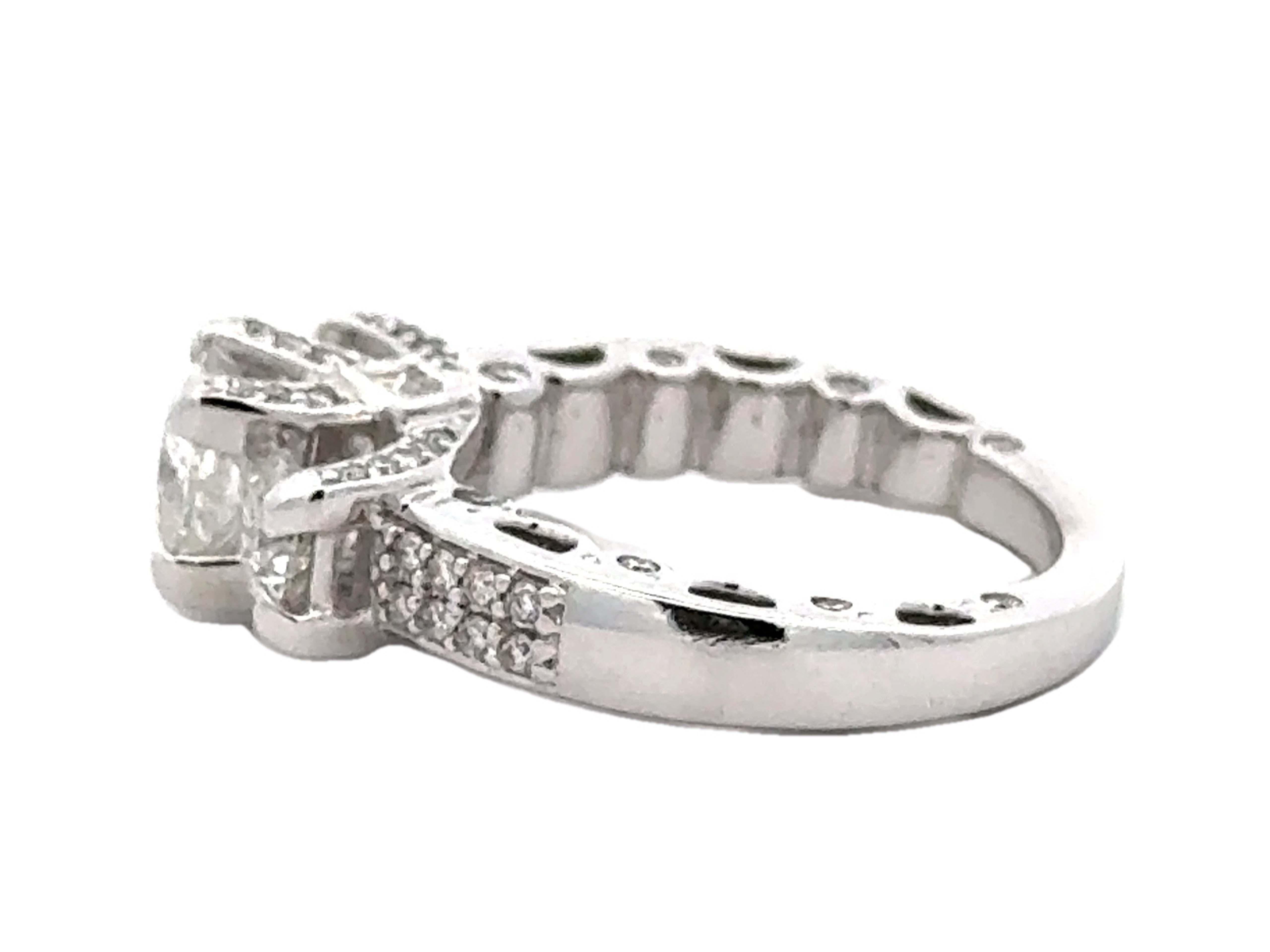 Tolkowsky Princess Cut Diamond 3 Stone Ring 14k White Gold For Sale 1