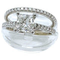 Tolkowsky Bague de fiançailles avec diamant Princesse et bandeau de diamants 14k WG