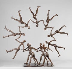 Kreislauf des Lebens – figurative Skulptur aus Bronze, 100 cm hoch, mit Sockel aus Bronze