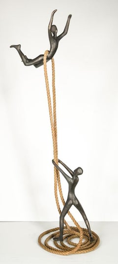 Dynamic Relation - bronze figurative sculpture, 150 cm high with bronze base