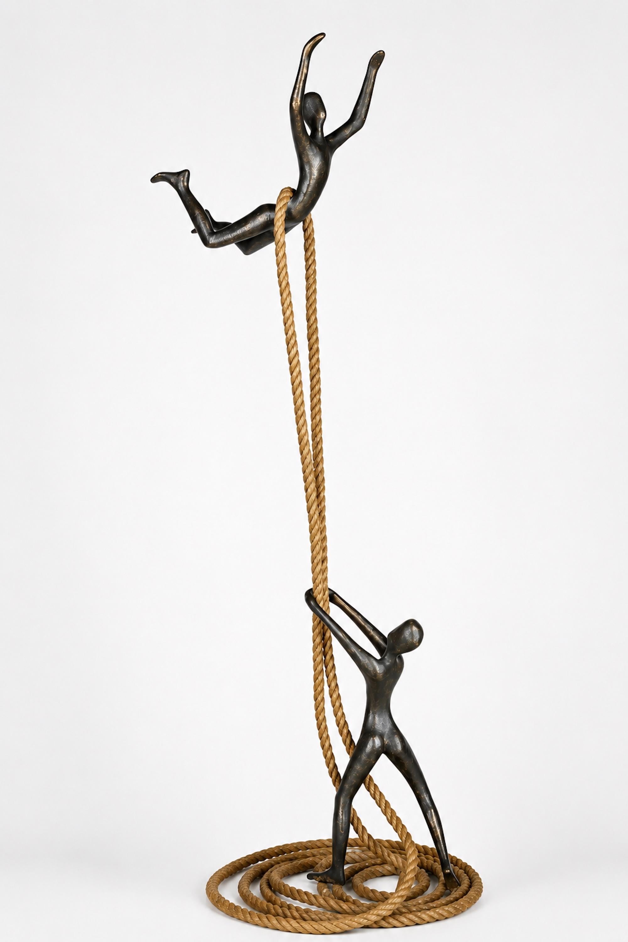 Tolla Inbar Figurative Sculpture - Dynamic Relation - bronze figurative sculpture, 150 cm high with bronze base