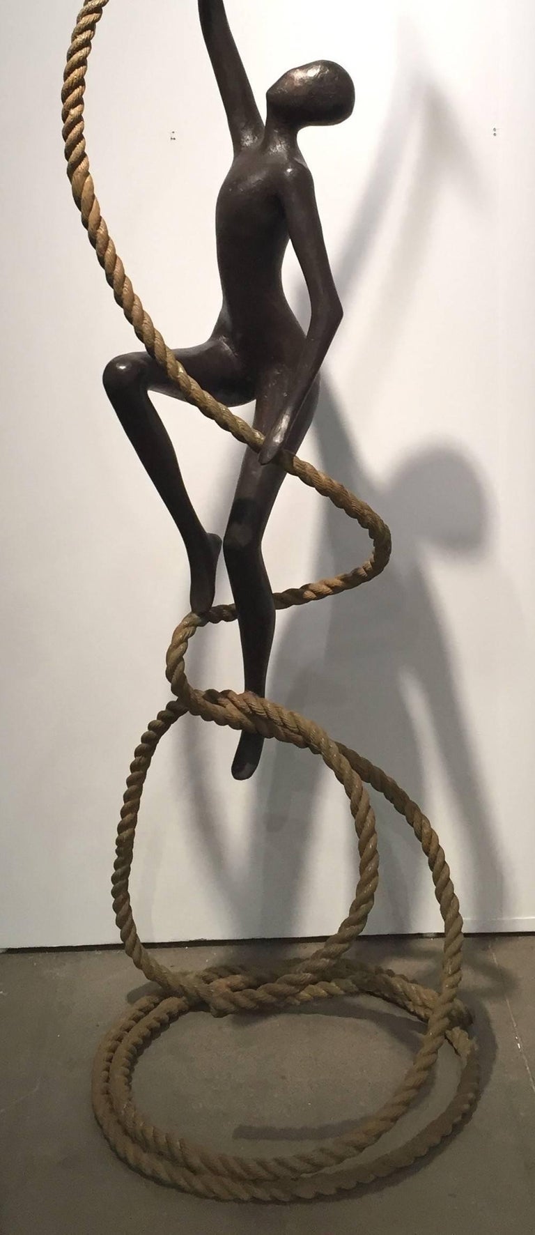 Grapple Rope Statue Tolla Inbar - Rise Above Large Bronze Rope sculpture ( 2017) Tolla ...