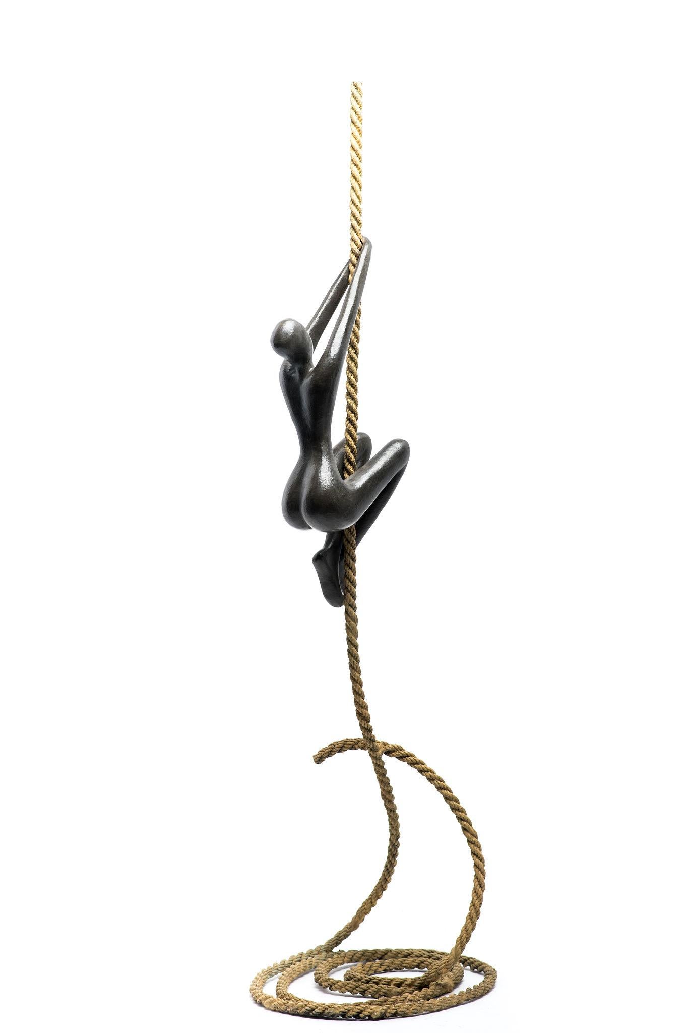 Tolla Inbar, Aspiration, Bronze Sculpture, Nude figure, Rope sculpture