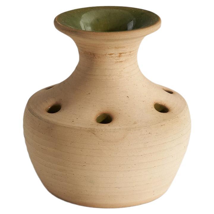 Vase aus cremefarbener Tolla-Keramik, Steingut, Schweden, ca. 1960er Jahre