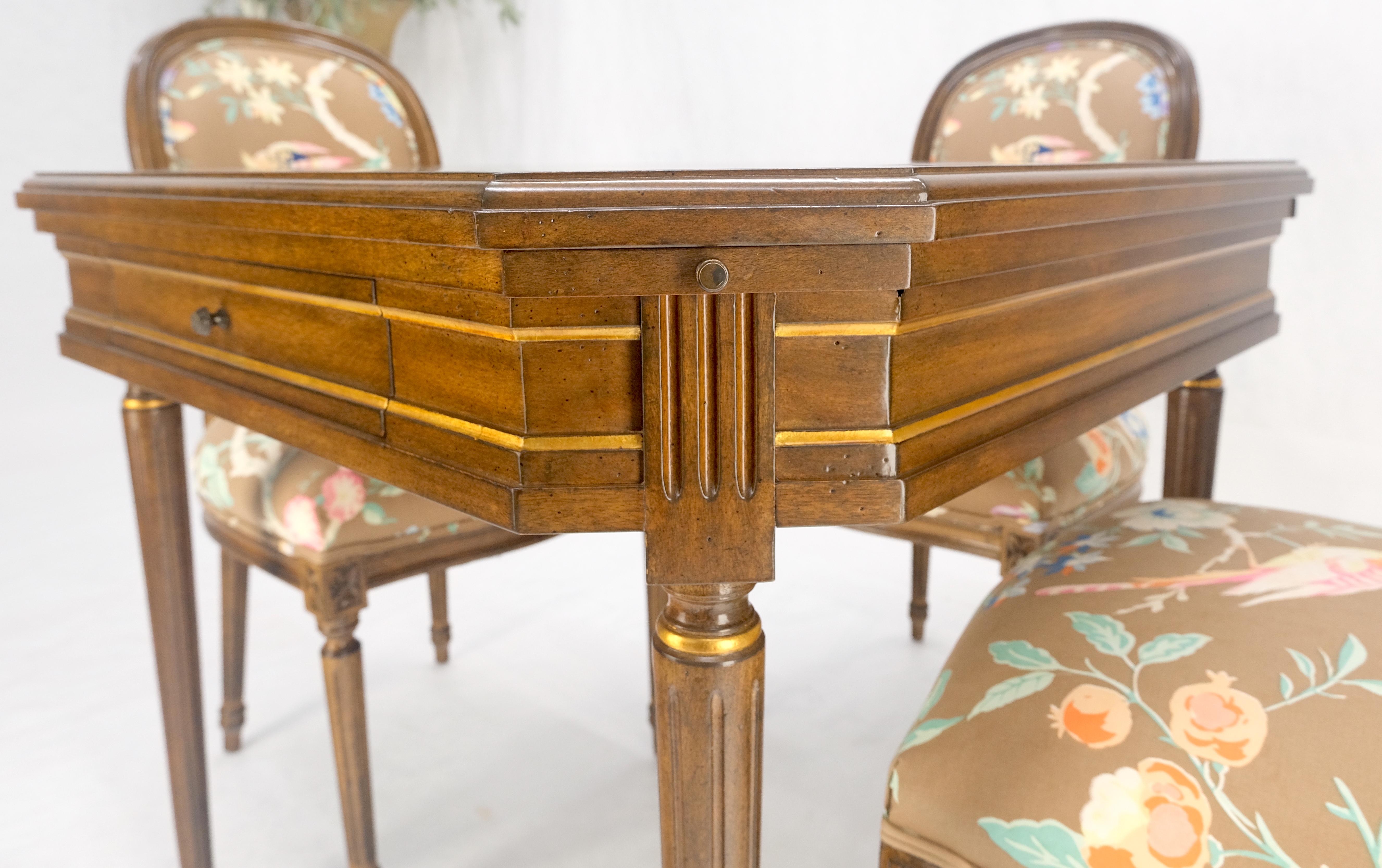 Tolled Leather Top Game Table 4 New Upholstery French Matching Dining Chair MINT For Sale 4