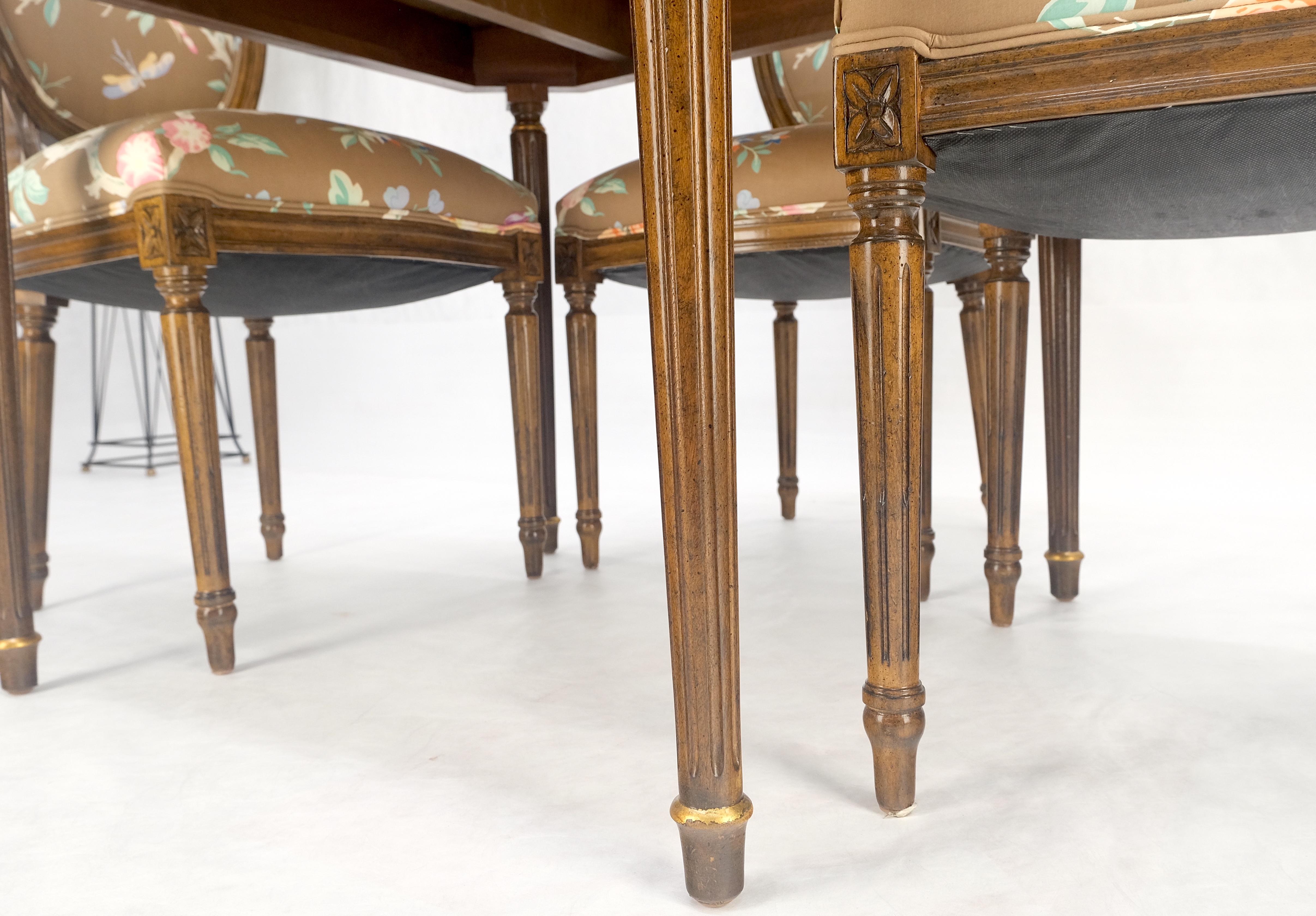 Tolled Leather Top Game Table 4 New Upholstery French Matching Dining Chair MINT For Sale 5