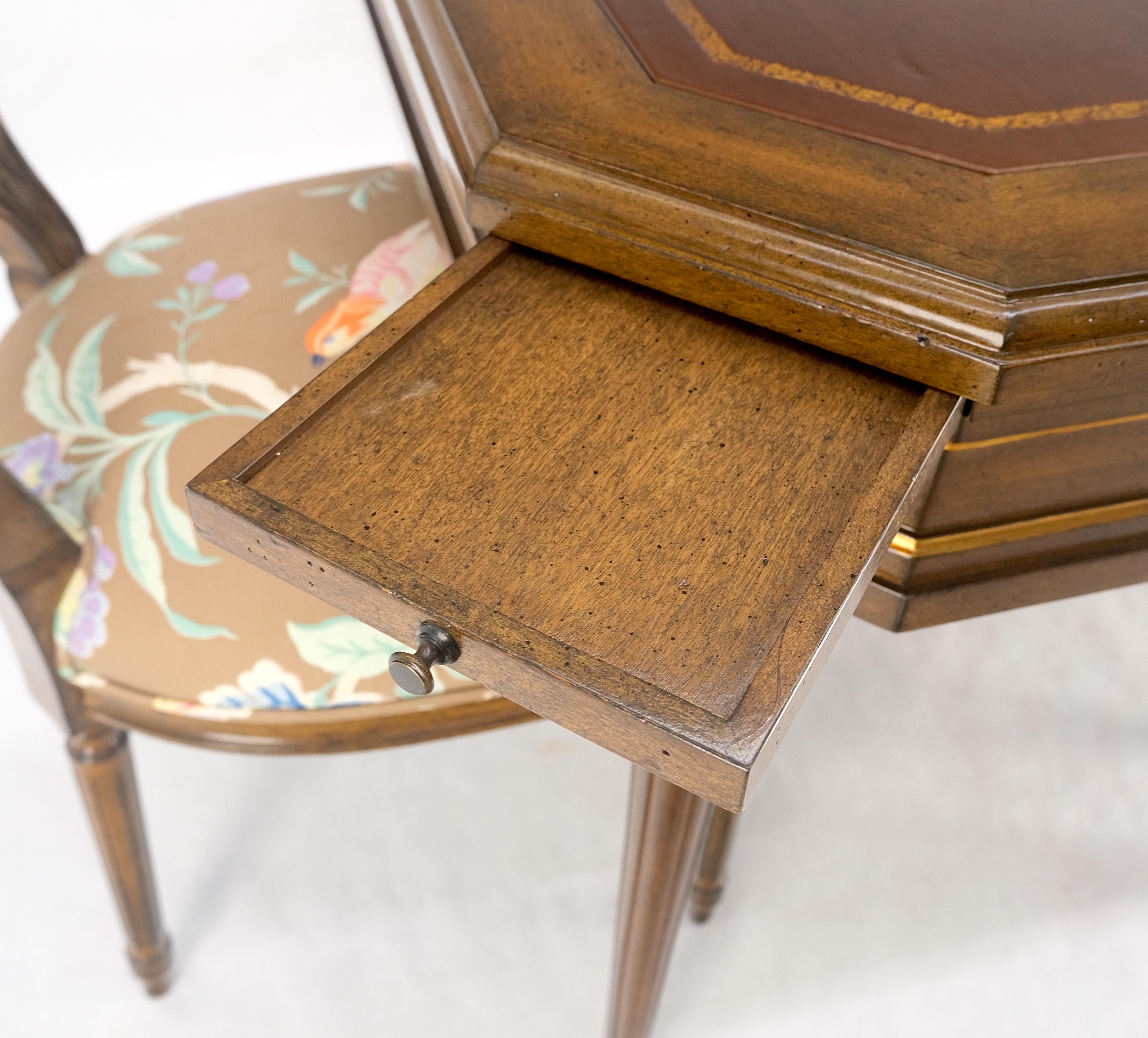 Italian Tolled Leather Top Game Table 4 New Upholstery French Matching Dining Chair MINT For Sale