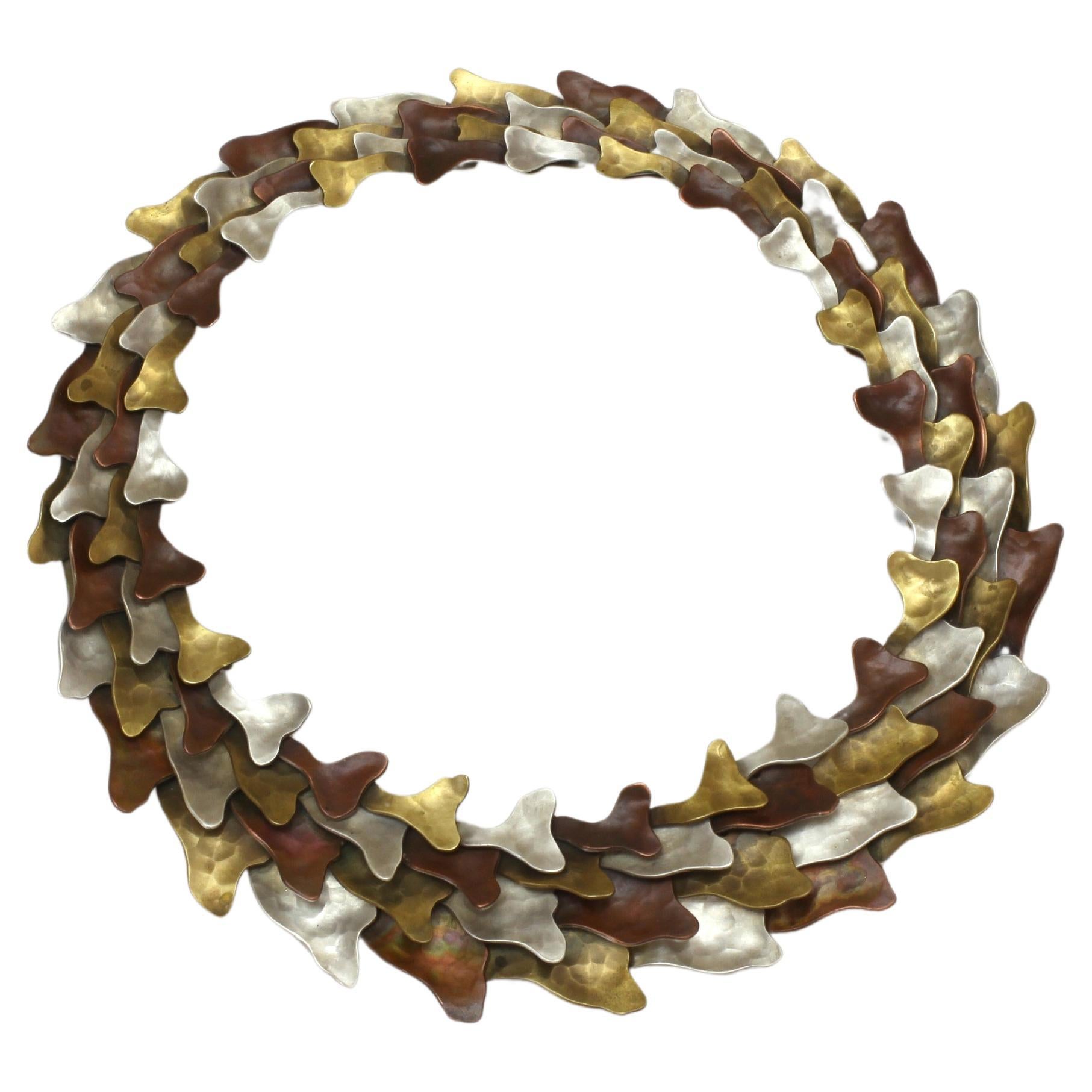 "Toloache" Handmade Statement Necklace in Mixed Metals by Eduardo Herrera For Sale