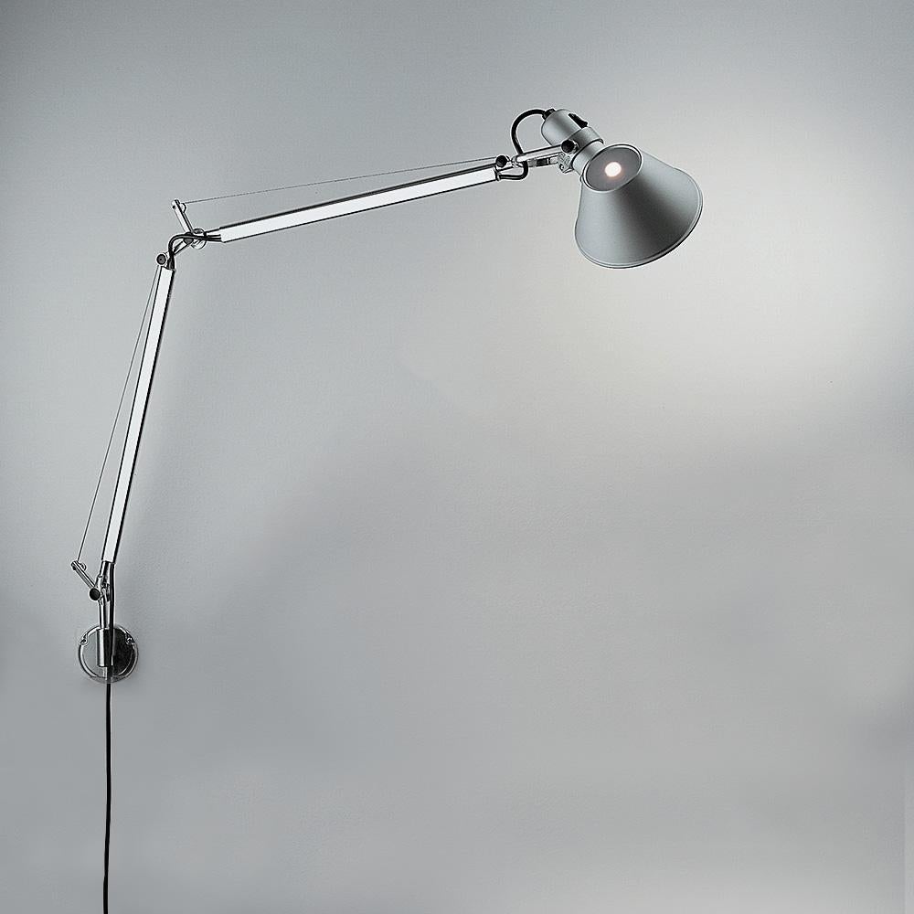 An extension to the iconic Tolomeo family, Tolomeo wall combines the body of the Tolomeo table lamp with a surface or J-box mounting wall support, allowing for a wall lighting solution that provides flexibility and style.

Materials:
Arms and