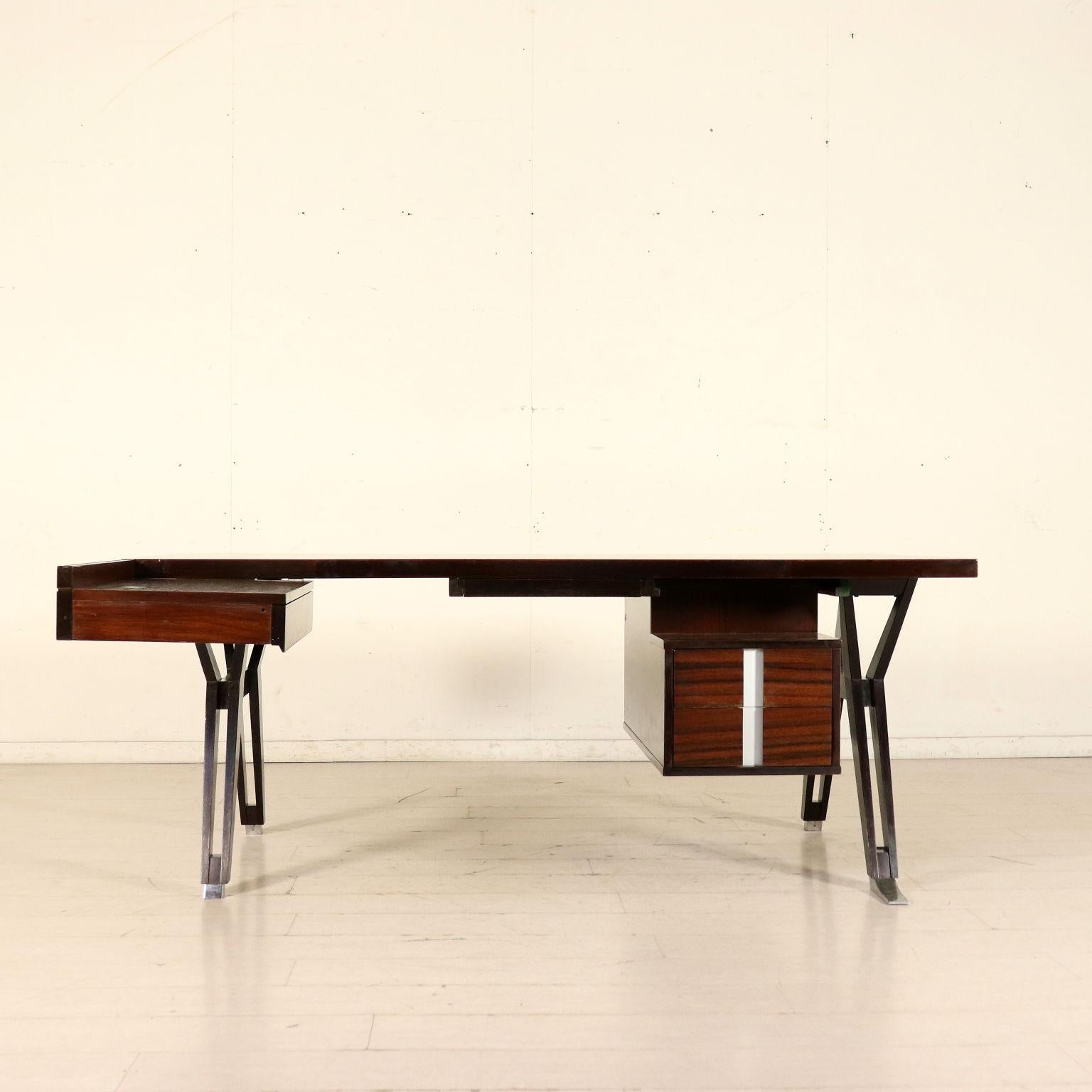 Tolomeo Desk by Ico Parisi for MIM Wood Veneer Vintage, Italy, 1960s 9