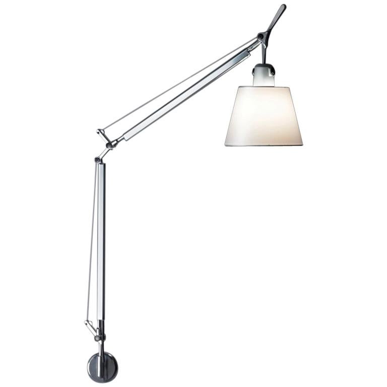 Tolomeo "J" Bracket Lamp with Parch Shade, Michele De Lucchi & Giancarlo Fassina For Sale