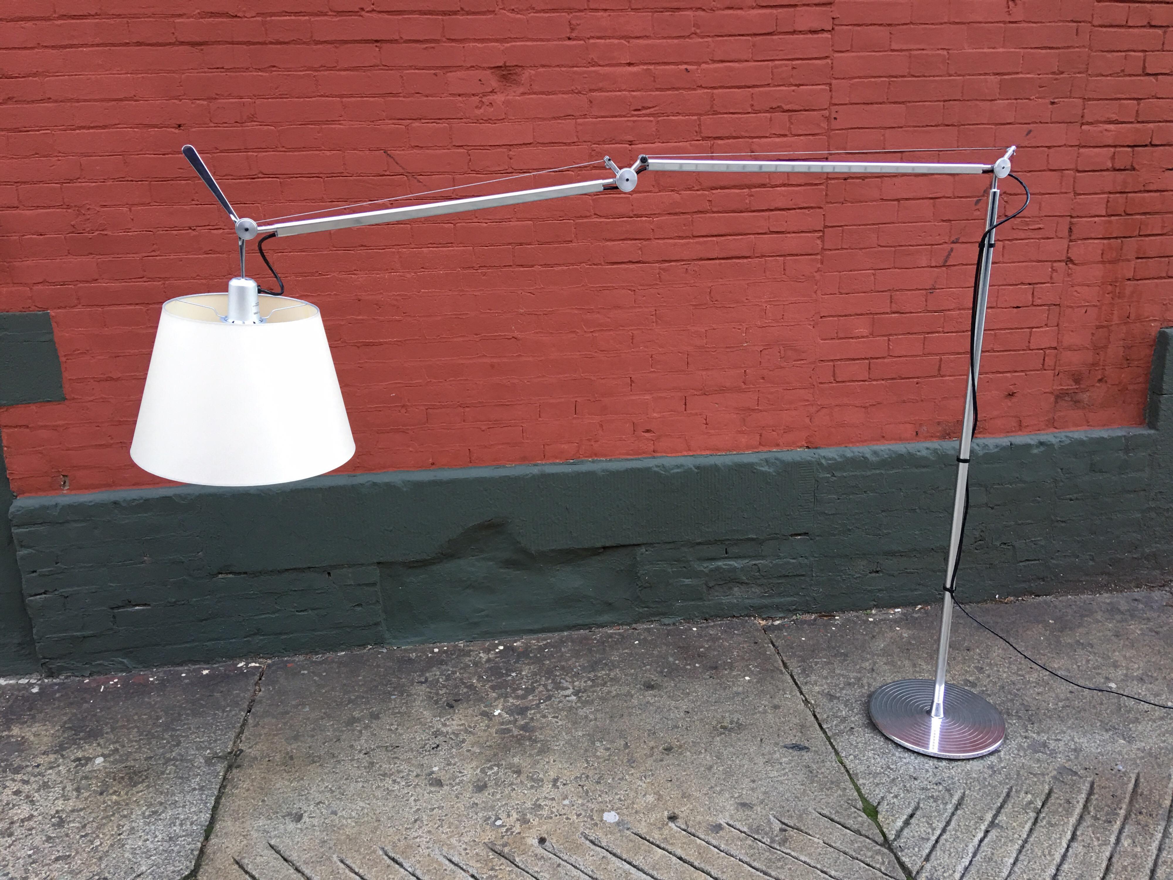 Large scale Tolomeo floor lamp by Artemide. Multi-adjustable lamp that can be used as a reading lamp or even over a dining room table. Very clean condition!