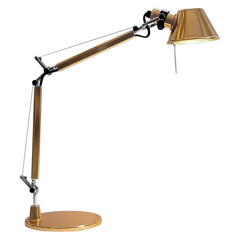 Tolomeo Micro Lamp with Gold Base by Michele De Lucchi & Giancarlo Fassina