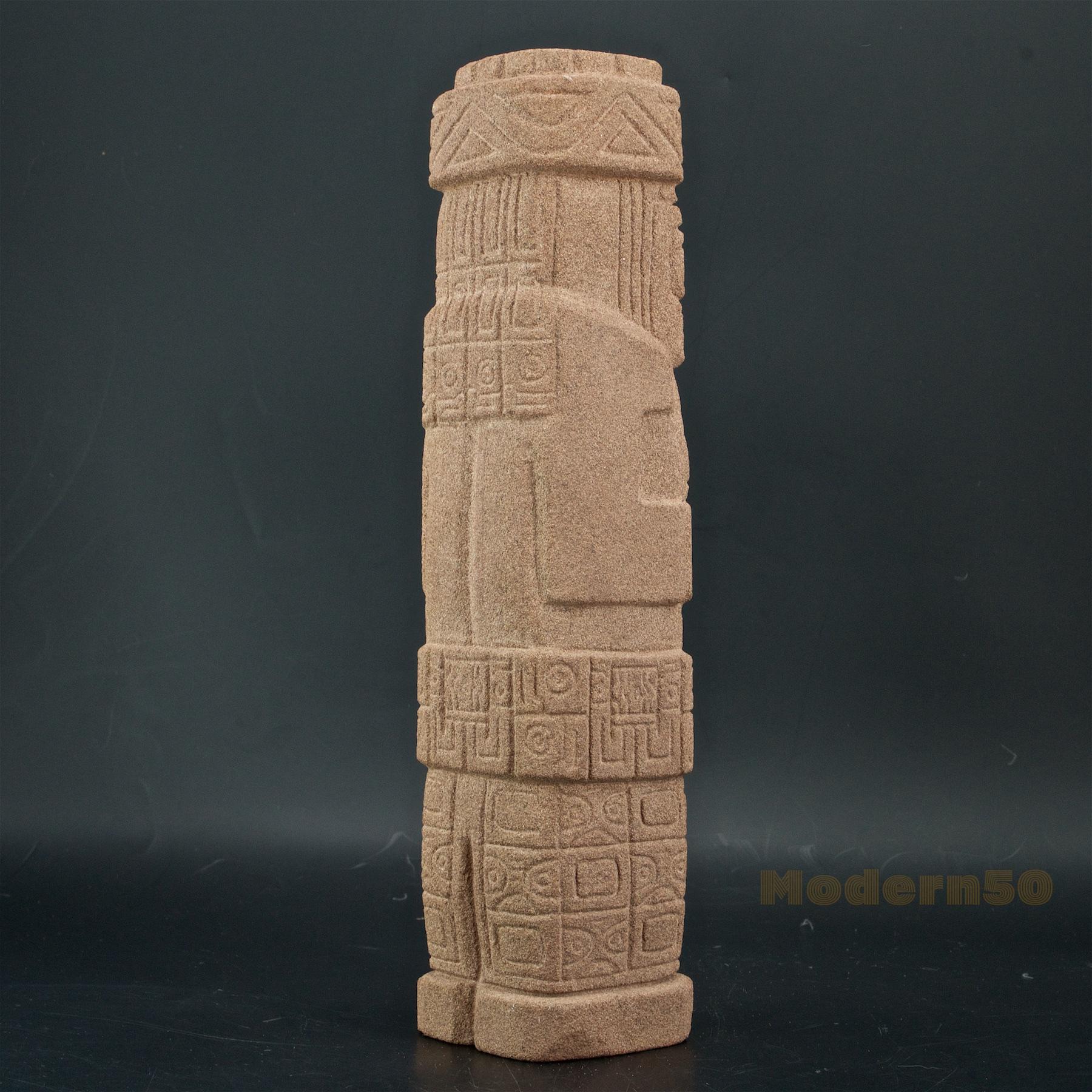 Mid-Century Modern Vintage Toltec Cast Stone TOTEM Midcentury Table Sculpture Yucatan Native