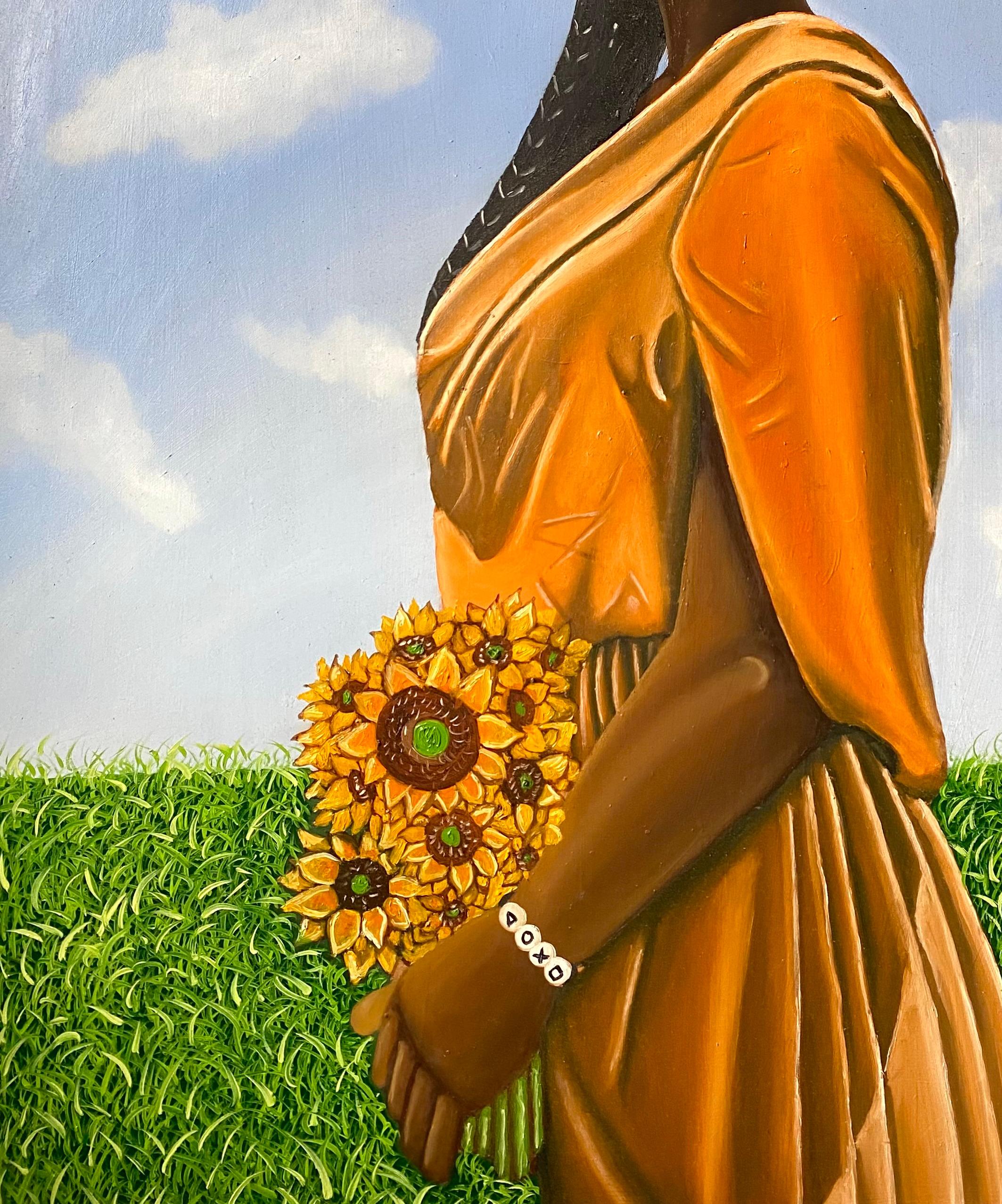 I Come Bearing Gifts, 2 (Beige), Figurative Painting, von Tolulope Adigbo