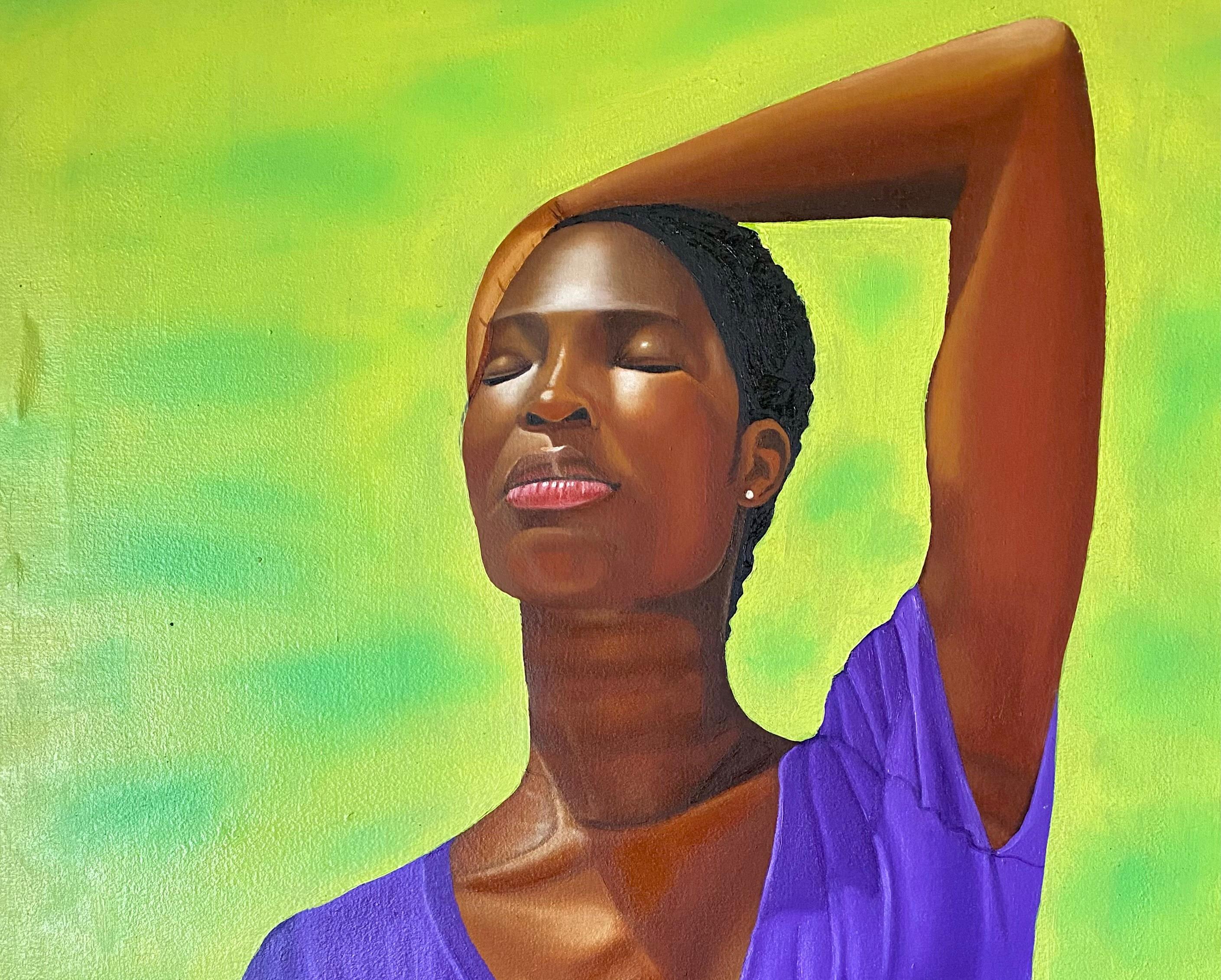 Riflessione  -21° Secolo Contemporaneo, Ritratto Figurativo, Moda, Donne - Painting di Tolulope Adigbo