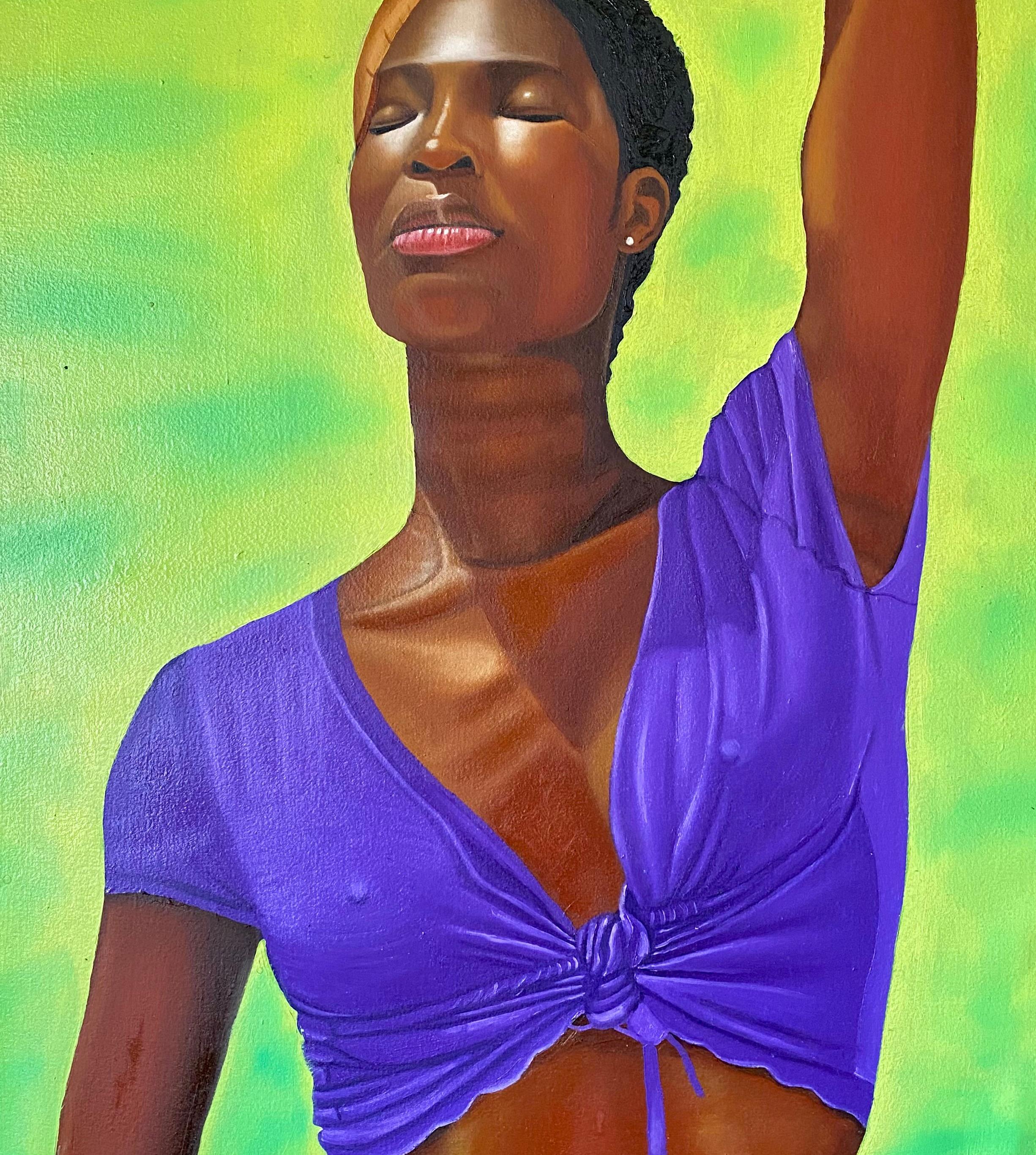 Riflessione  -21° Secolo Contemporaneo, Ritratto Figurativo, Moda, Donne - Figurative Painting Verde di Tolulope Adigbo