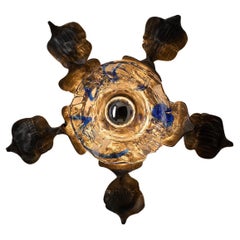 Tom Ahlström & Hans Ehrlich Aplique Brutalista de Hierro Fundido y Cristal de Murano