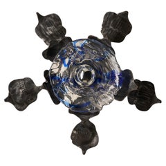 Tom Ahlström & Hans Ehrlich Brutalist Cast Iron and Murano Glass Wall Sconce