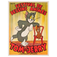 Vintage Tom and Jerry 1954 French Film festival Poster