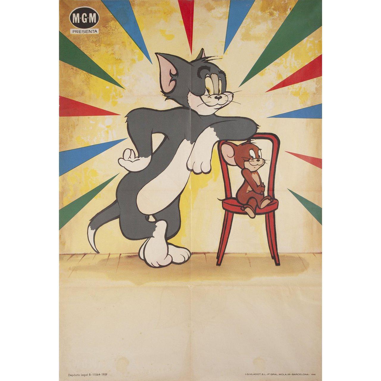 Original 1966 Spanish B1 poster for the 1940s film Tom and Jerry. Very good-fine condition, folded with minor bleed through in the top left. Many original posters were issued folded or were subsequently folded. Please note: the size is stated in