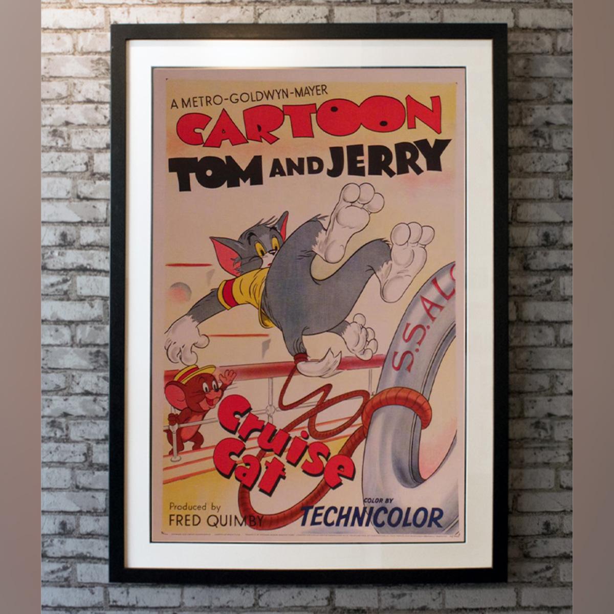 Full size posters for individual Tom & Jerry film titles are very rare as print runs for a three minute cartoon were small and distribution was limited. Rare first release poster from 1952 with artwork of Jerry pushing Tom overboard and waving bon
