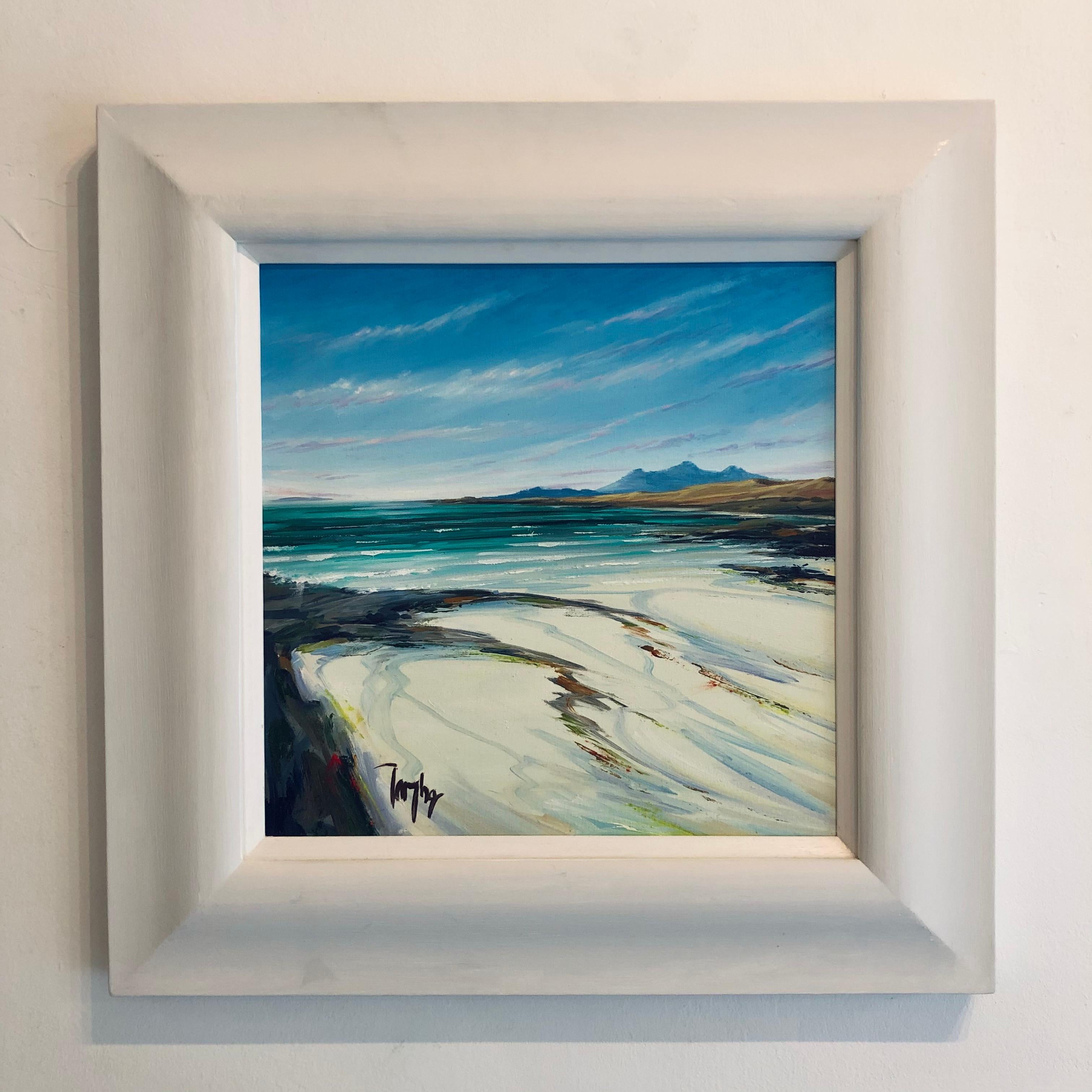 Sanna Bay - Original seascape water painting oil contemporary Art 21st Century - Painting by Tom Barron
