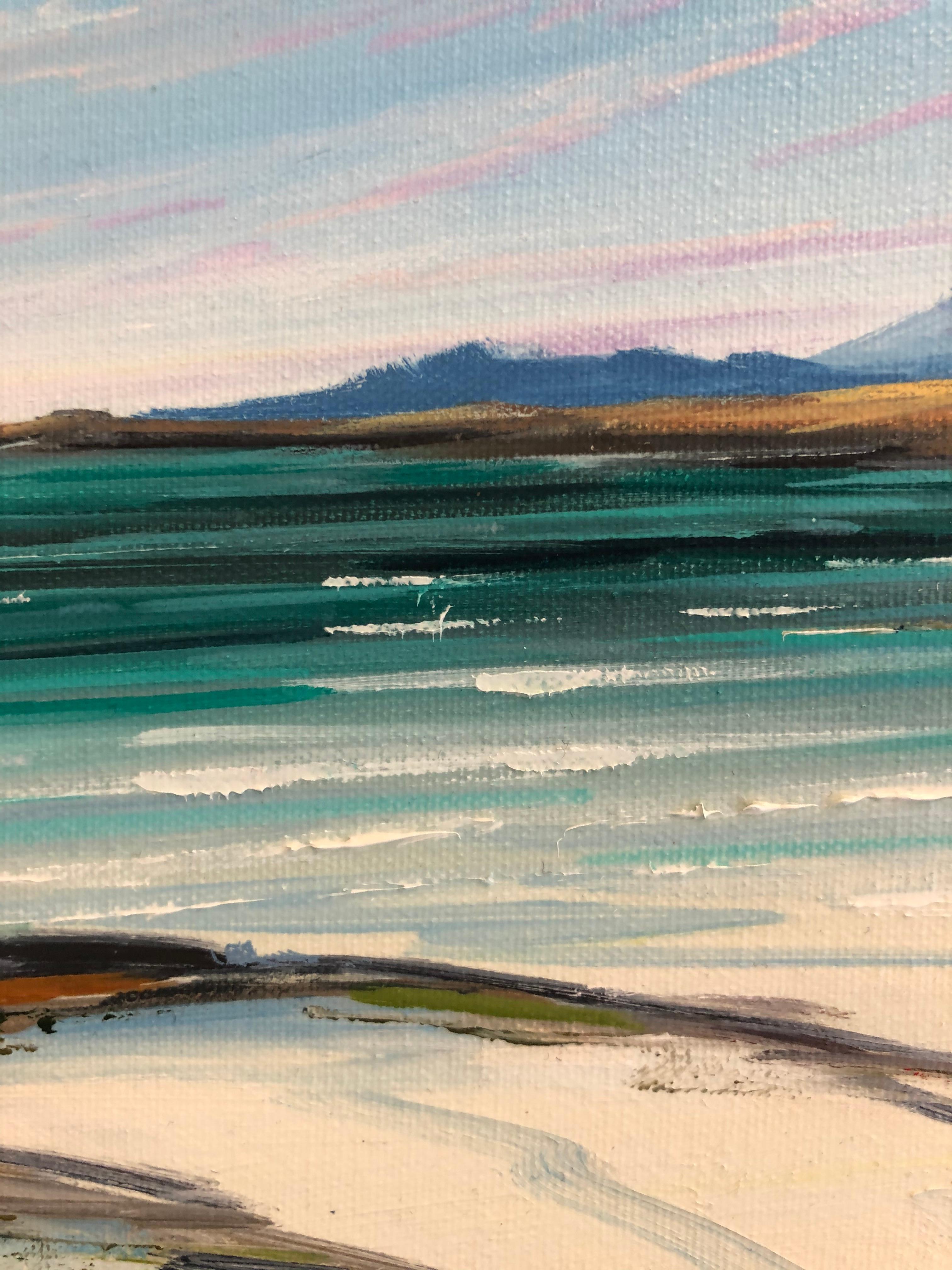 Sanna Bay - Original seascape water painting oil contemporary Art 21st Century - Gray Landscape Painting by Tom Barron