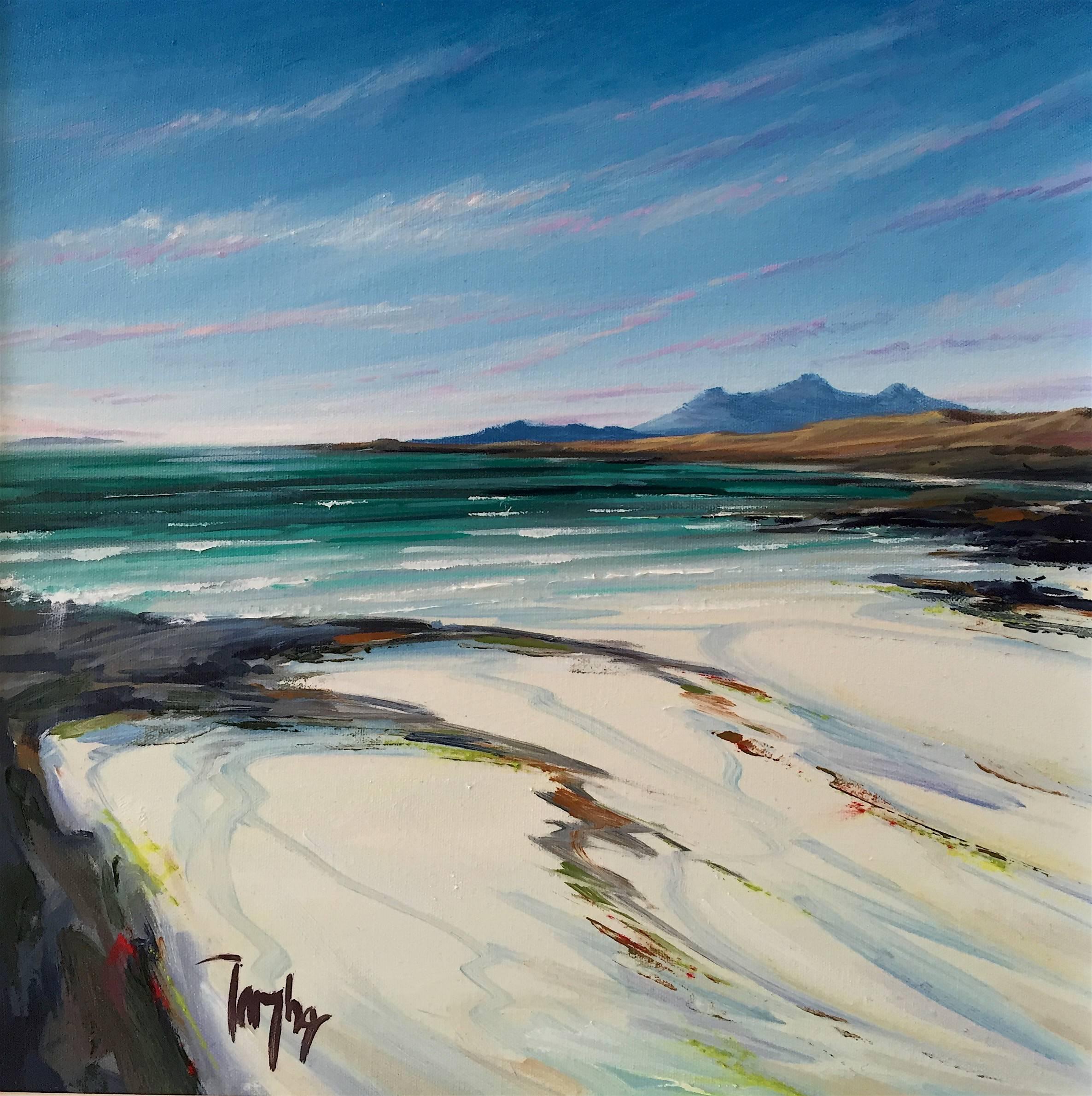 Tom Barron Landscape Painting - Sanna Bay - Original seascape water painting oil contemporary Art 21st Century